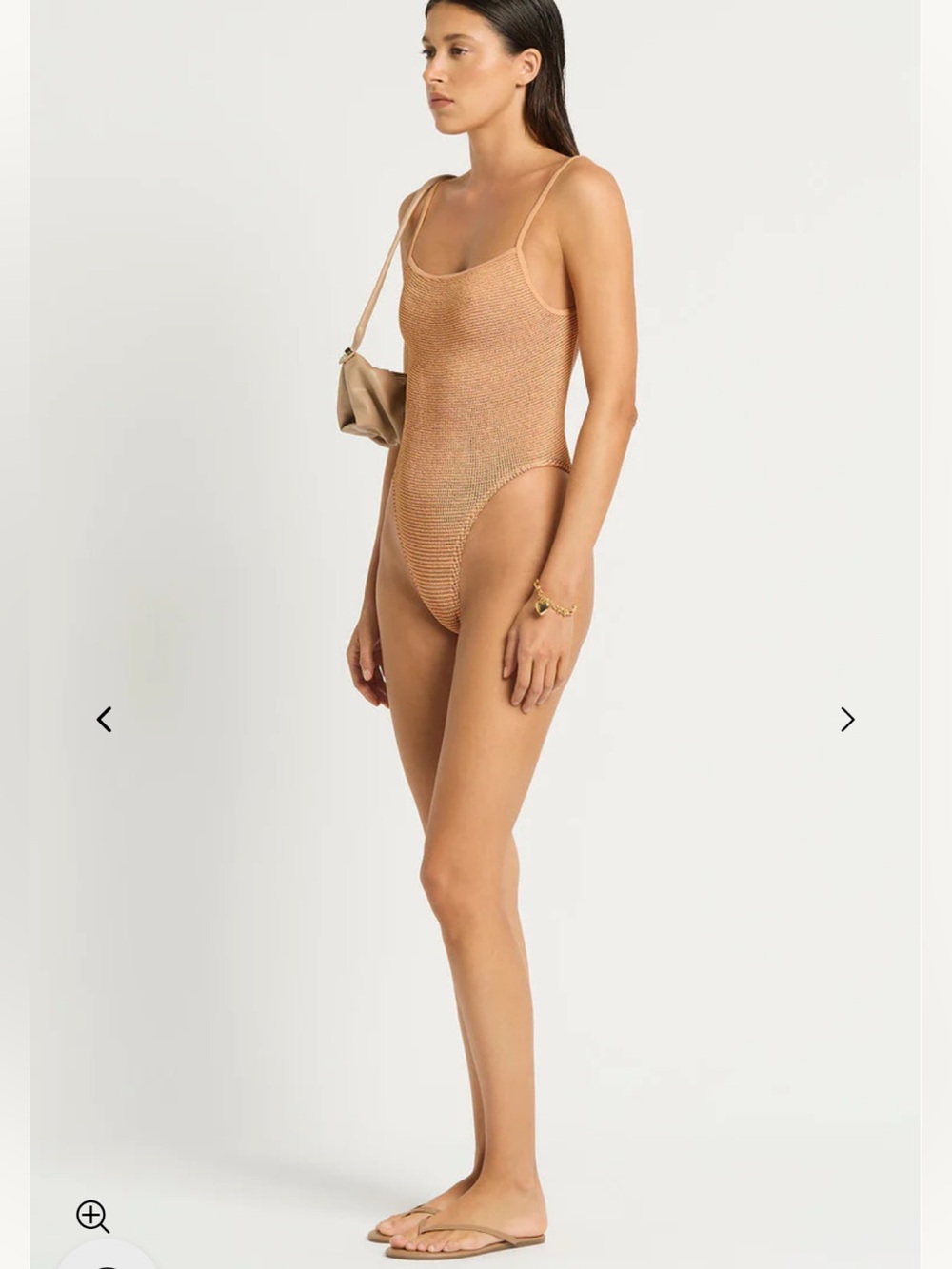 Bond-eye one piece metallic peach swimsuit O/S